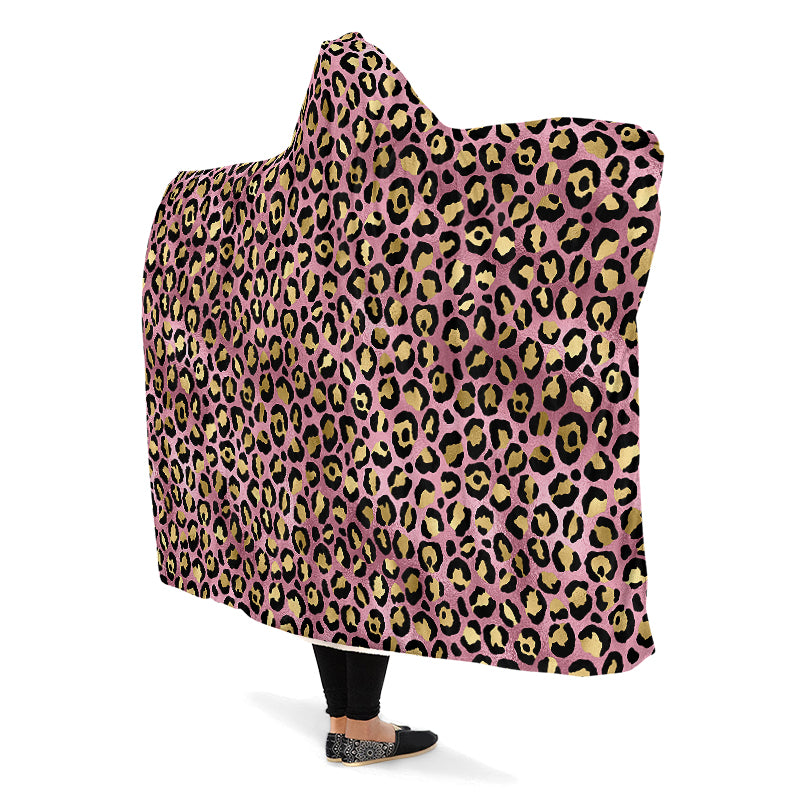 Pink Leopard Hooded Blanket