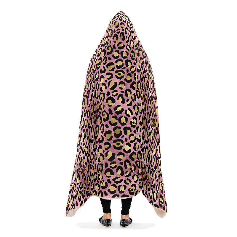 Pink Leopard Hooded Blanket