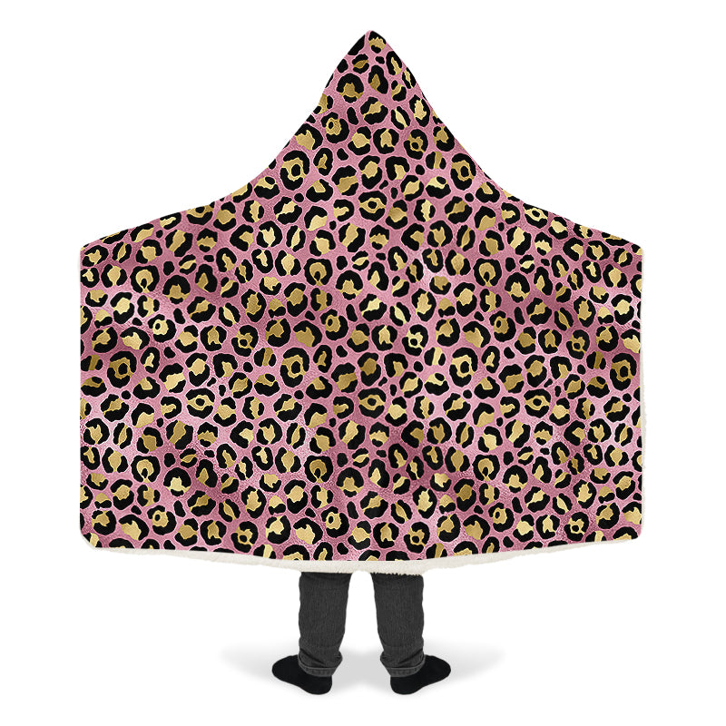Pink Leopard Hooded Blanket
