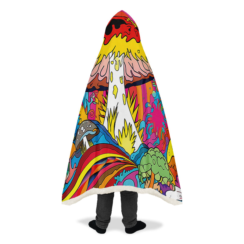 Psychedelic Mushies Hooded Blanket