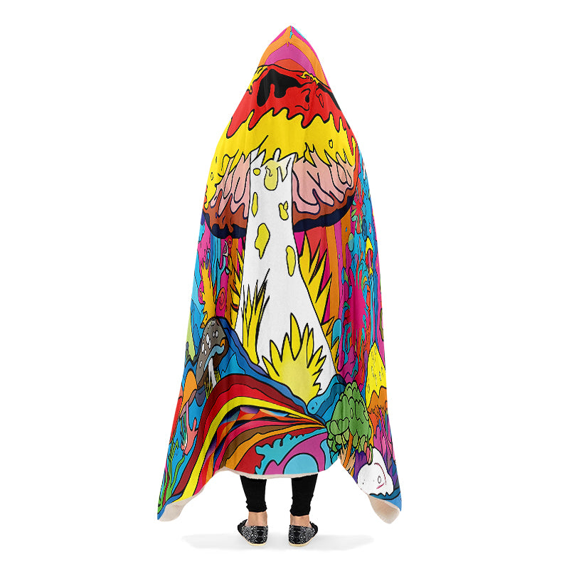 Psychedelic Mushies Hooded Blanket