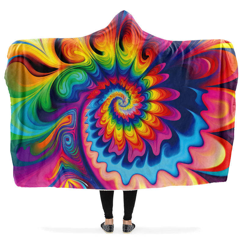 Psychedelic Tie Dye Hooded Blanket - Offbeat Sweetie