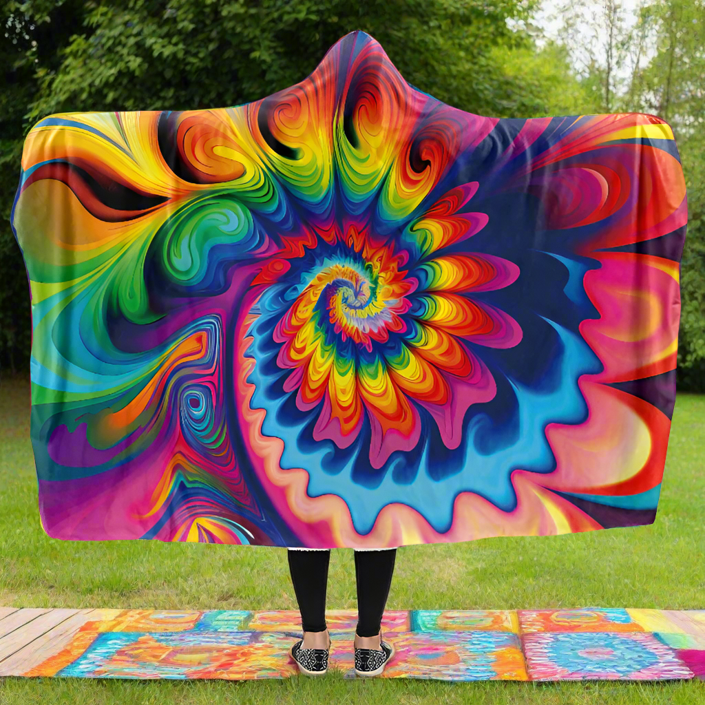 Psychedelic Tie Dye Hooded Blanket - Offbeat Sweetie