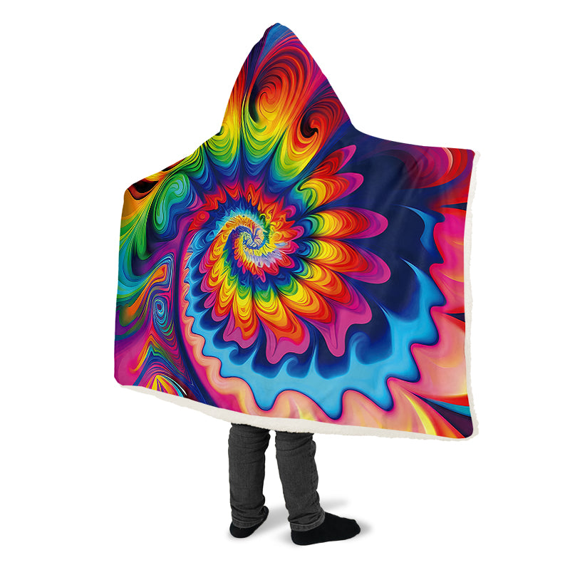 Psychedelic Tie Dye Hooded Blanket - Offbeat Sweetie