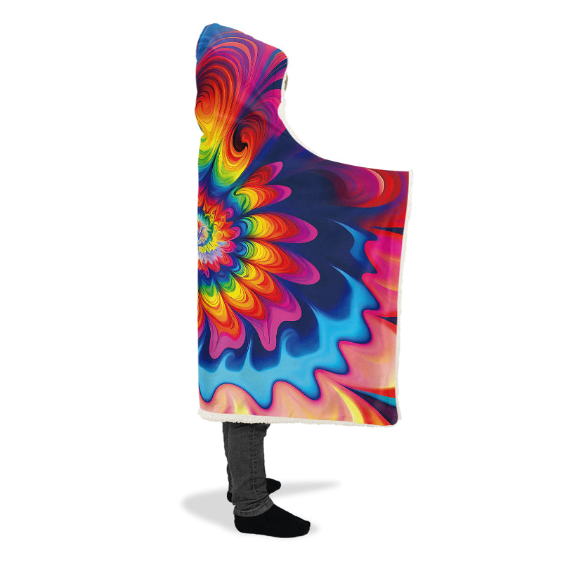 Psychedelic Tie Dye Hooded Blanket - Offbeat Sweetie