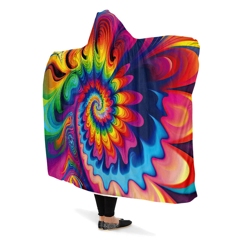 Psychedelic Tie Dye Hooded Blanket - Offbeat Sweetie
