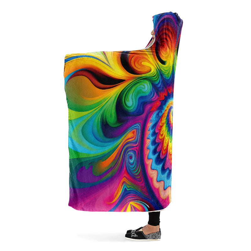Psychedelic Tie Dye Hooded Blanket - Offbeat Sweetie