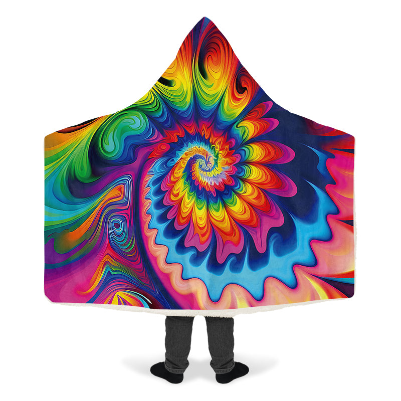 Psychedelic Tie Dye Hooded Blanket - Offbeat Sweetie