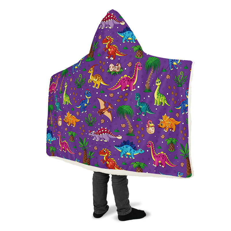 Purple Baby Dinos Hooded Blanket