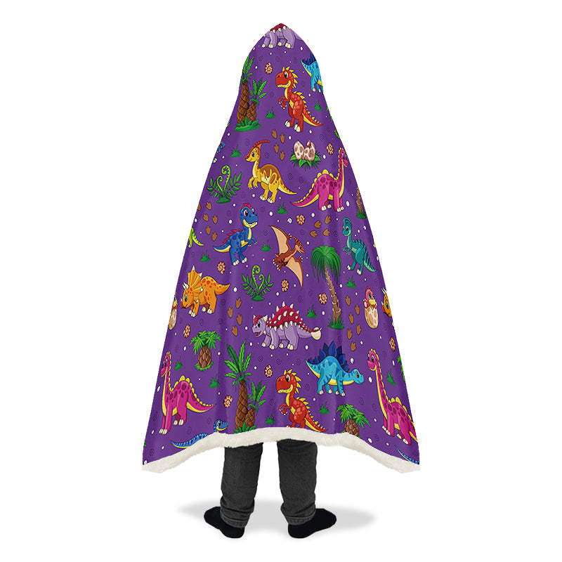 Purple Baby Dinos Hooded Blanket