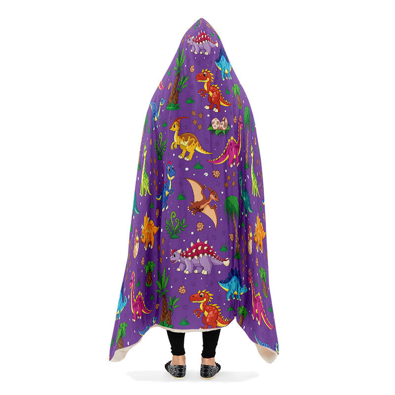 Purple Baby Dinos Hooded Blanket