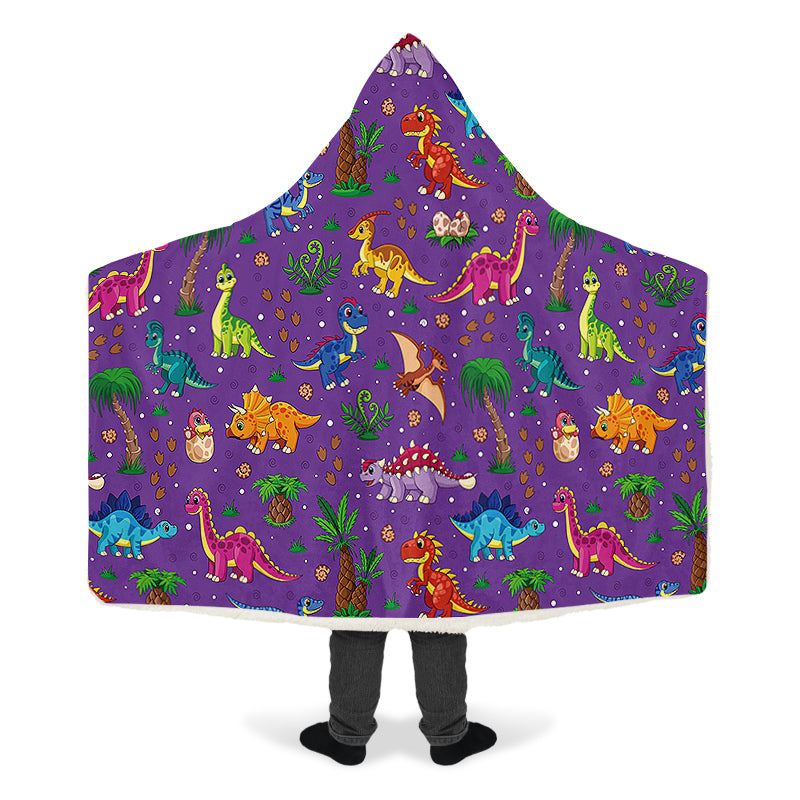 Purple Baby Dinos Hooded Blanket