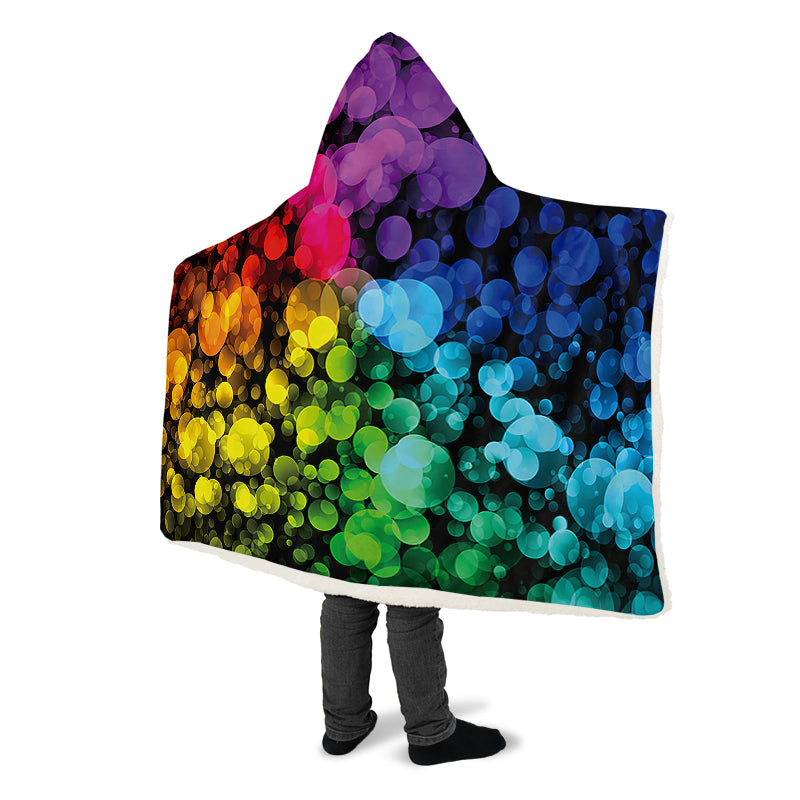 Rainbow Bubbles Hooded Blanket