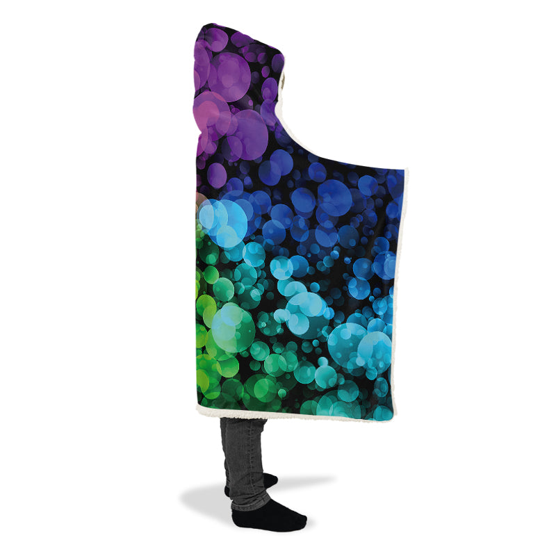 Rainbow Bubbles Hooded Blanket