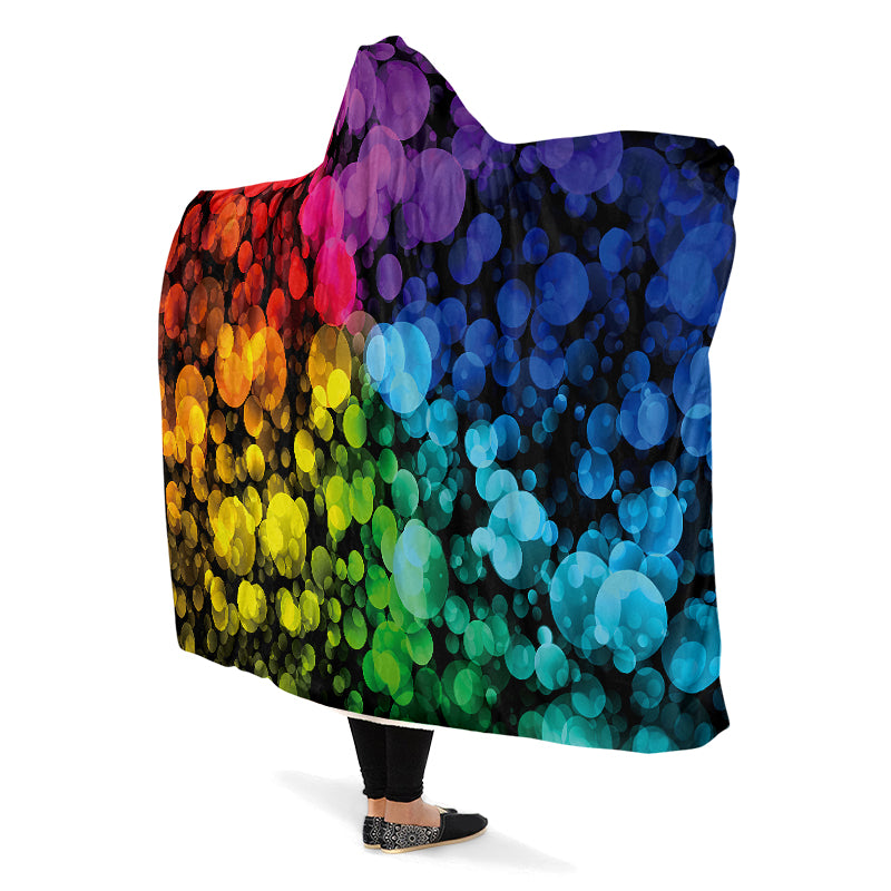 Rainbow Bubbles Hooded Blanket
