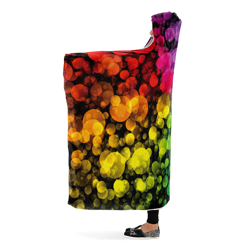 Rainbow Bubbles Hooded Blanket