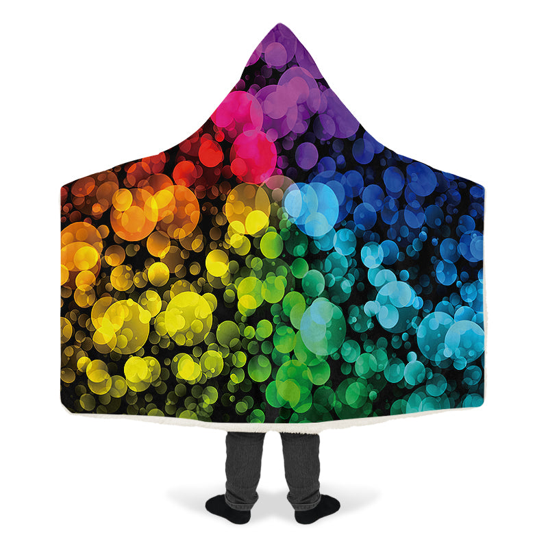 Rainbow Bubbles Hooded Blanket