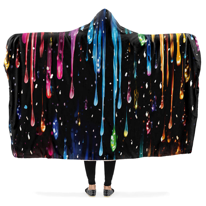 Rainbow Drips Hooded Blanket - Offbeat Sweetie