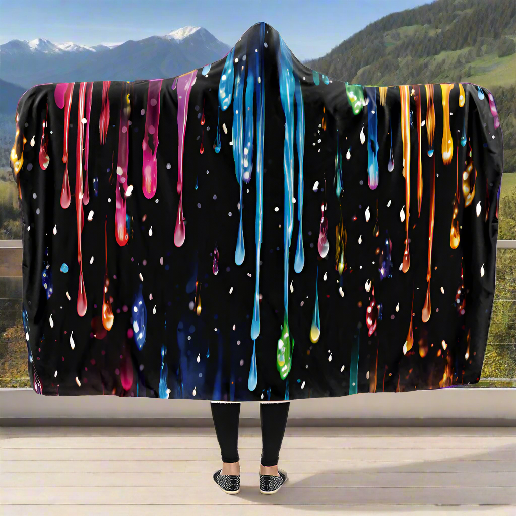 Rainbow Drips Hooded Blanket - Offbeat Sweetie