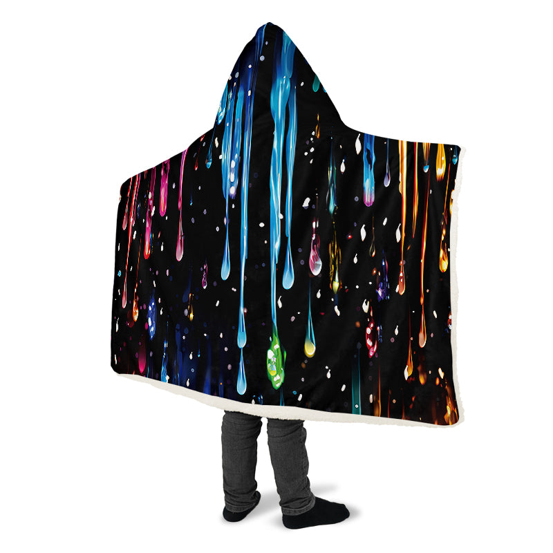 Rainbow Drips Hooded Blanket - Offbeat Sweetie