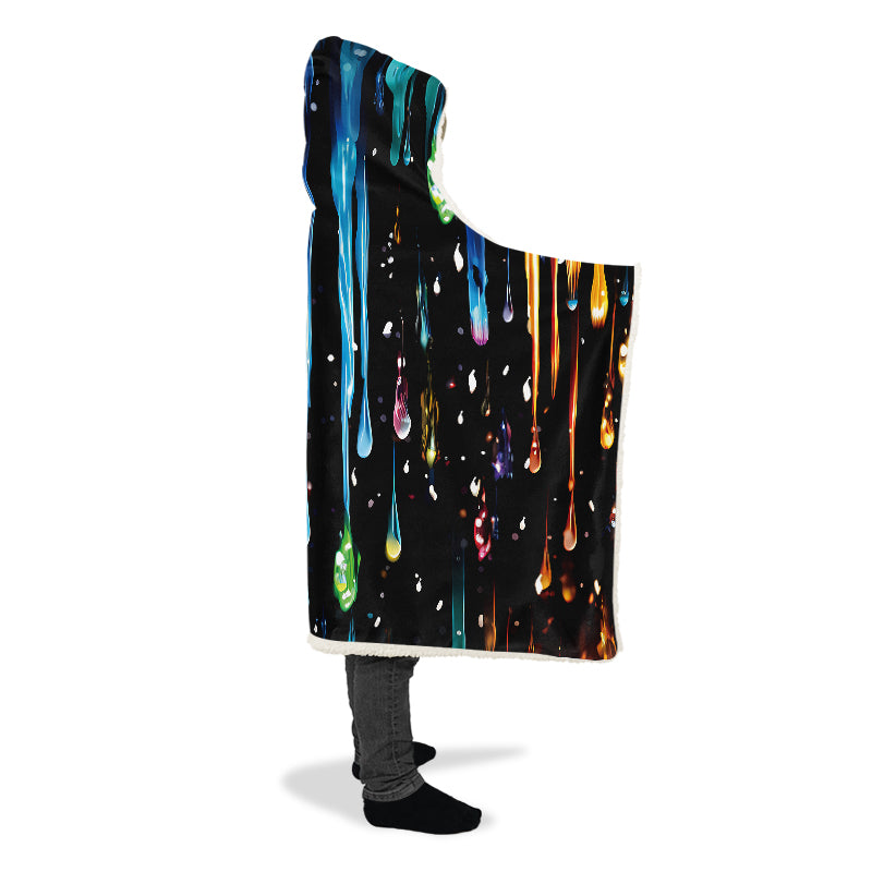 Rainbow Drips Hooded Blanket - Offbeat Sweetie