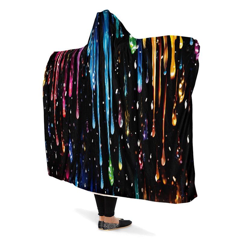 Rainbow Drips Hooded Blanket - Offbeat Sweetie