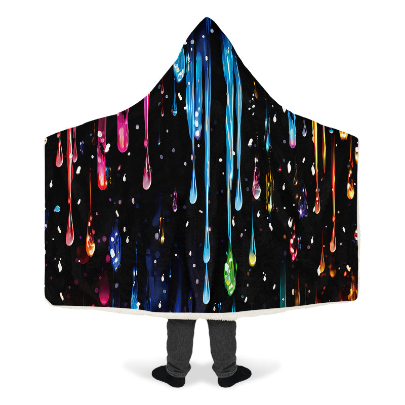 Rainbow Drips Hooded Blanket - Offbeat Sweetie