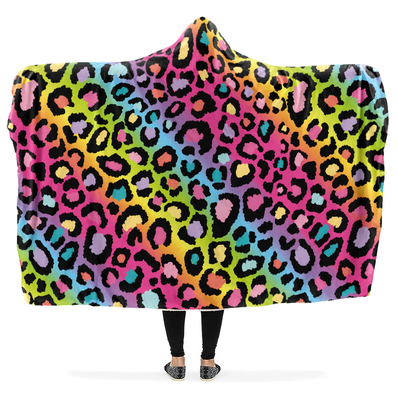 Rainbow Leopard Hooded Blanket - Offbeat Sweetie