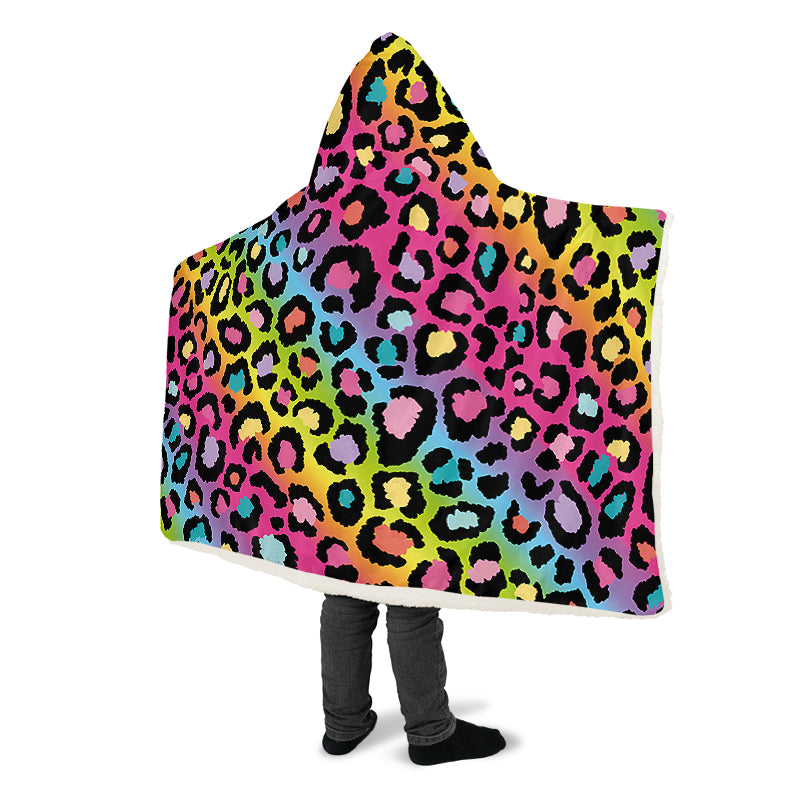 Rainbow Leopard Hooded Blanket - Offbeat Sweetie