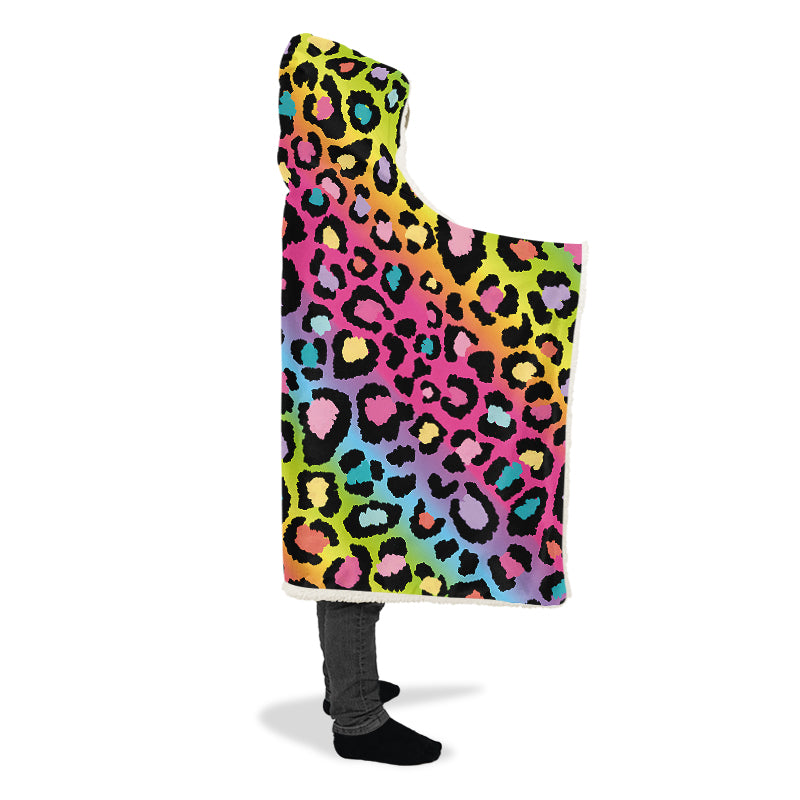 Rainbow Leopard Hooded Blanket - Offbeat Sweetie