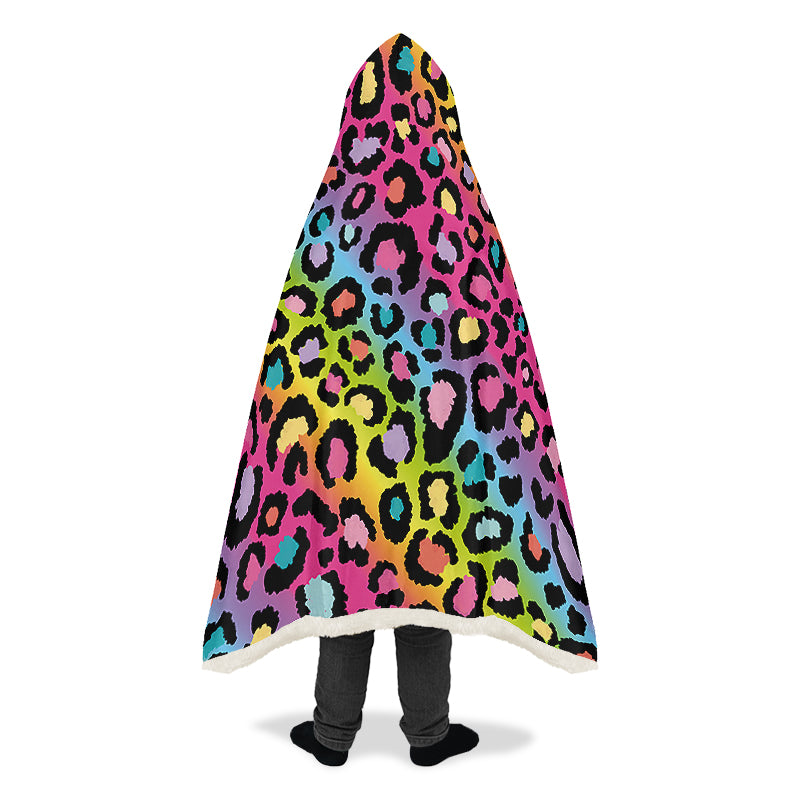 Rainbow Leopard Hooded Blanket - Offbeat Sweetie