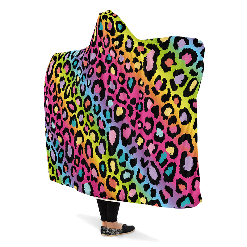 Rainbow Leopard Hooded Blanket - Offbeat Sweetie