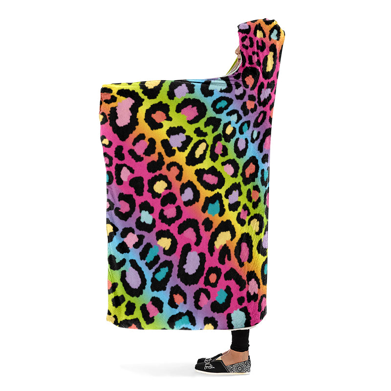 Rainbow Leopard Hooded Blanket - Offbeat Sweetie