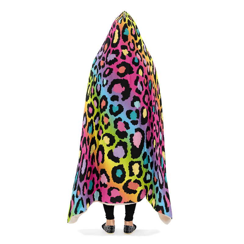 Rainbow Leopard Hooded Blanket - Offbeat Sweetie