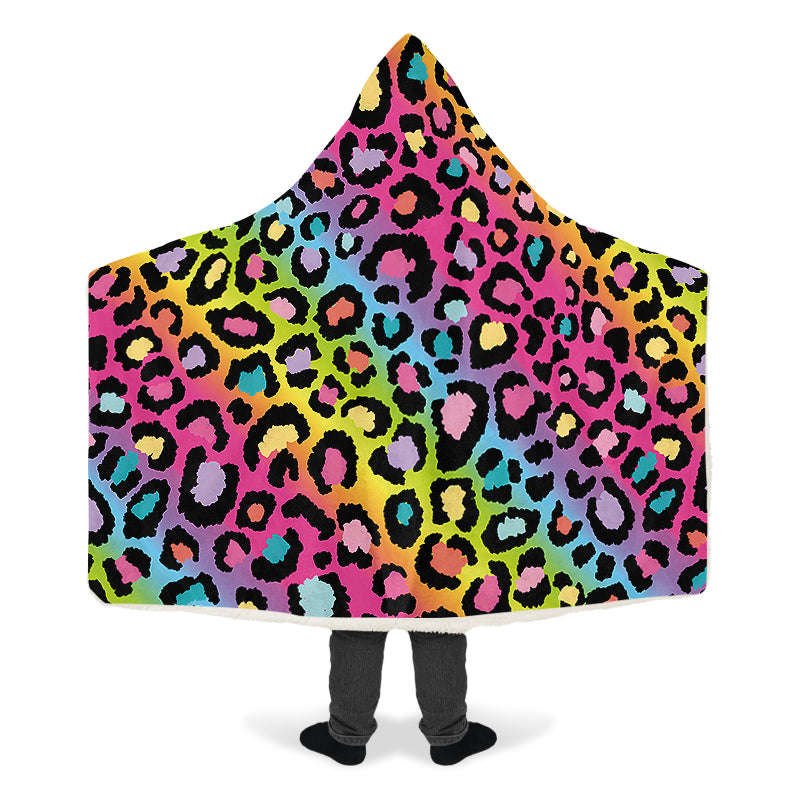 Rainbow Leopard Hooded Blanket - Offbeat Sweetie