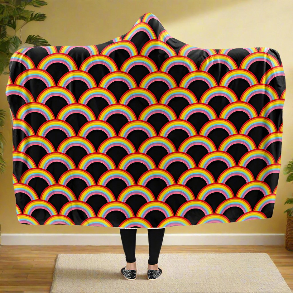 Rainy Chief Rainbow Night Lake Hooded Blanket