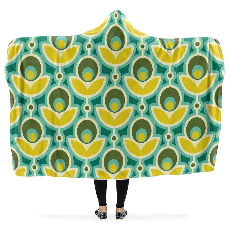 Retro Flowers Hooded Blanket - Offbeat Sweetie