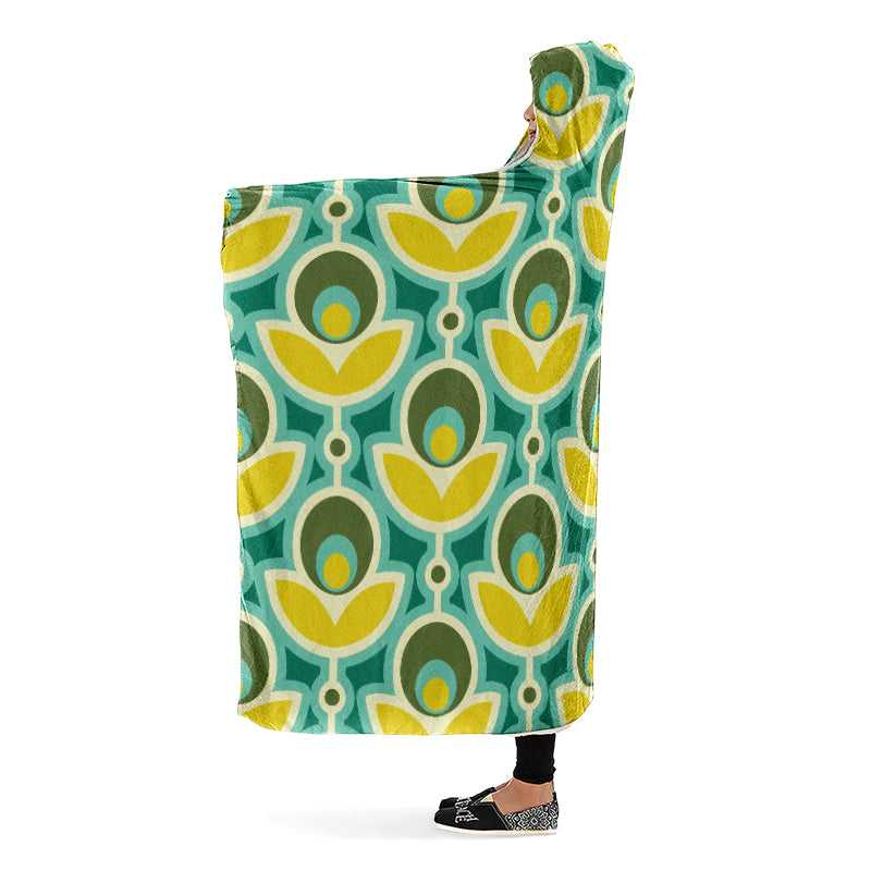 Retro Flowers Hooded Blanket - Offbeat Sweetie