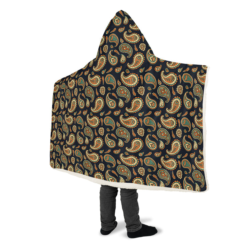 Retro Paisley Hooded Blanket