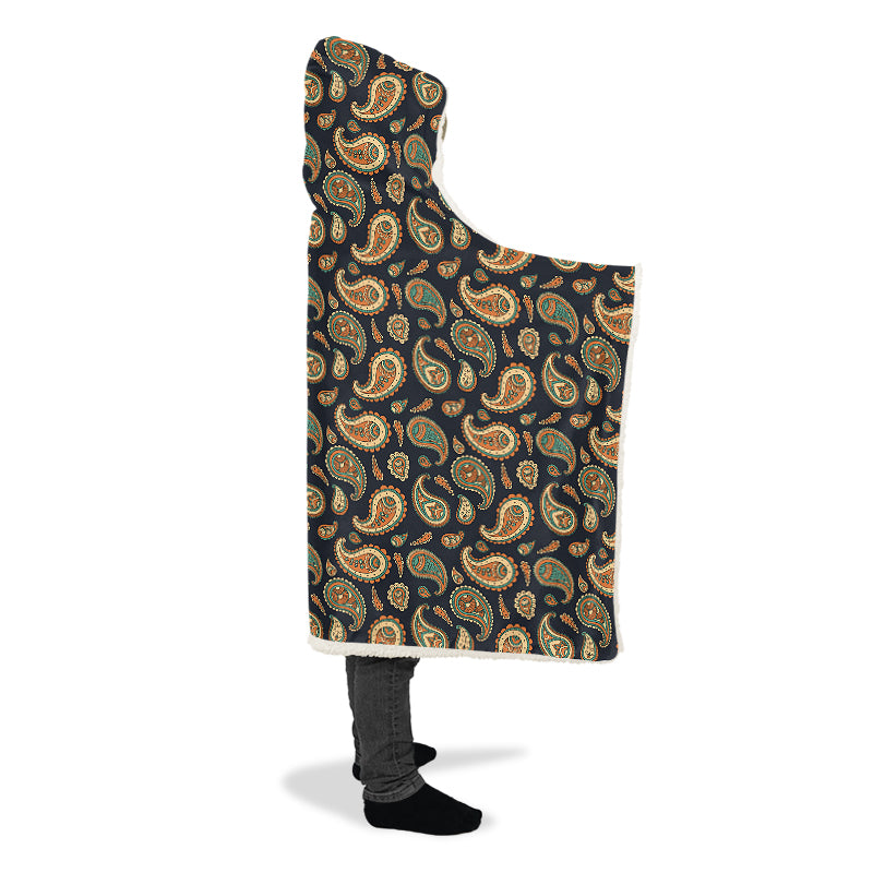 Retro Paisley Hooded Blanket
