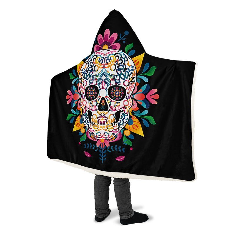 Sugar Skull Hooded Blanket