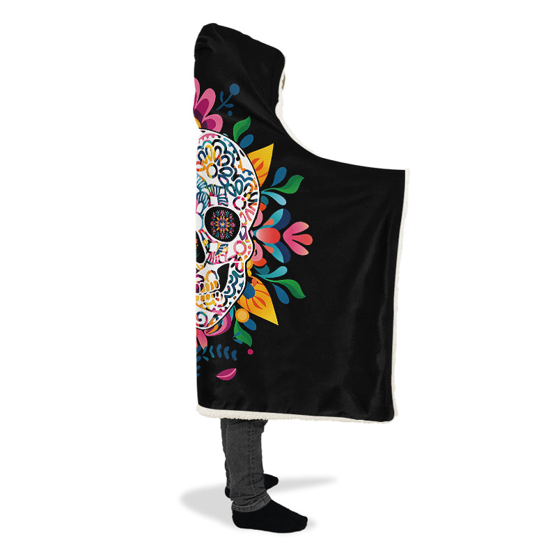 Sugar Skull Hooded Blanket