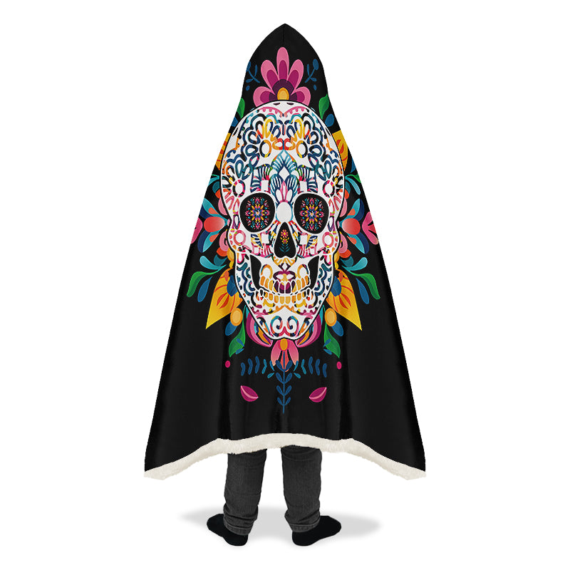 Sugar Skull Hooded Blanket