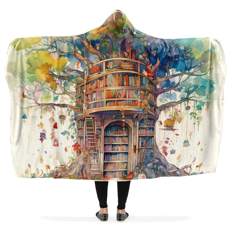 Tree Library Hooded Blanket - Offbeat Sweetie