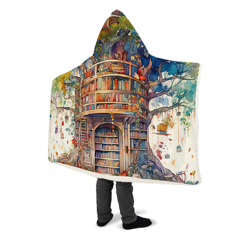 Tree Library Hooded Blanket - Offbeat Sweetie