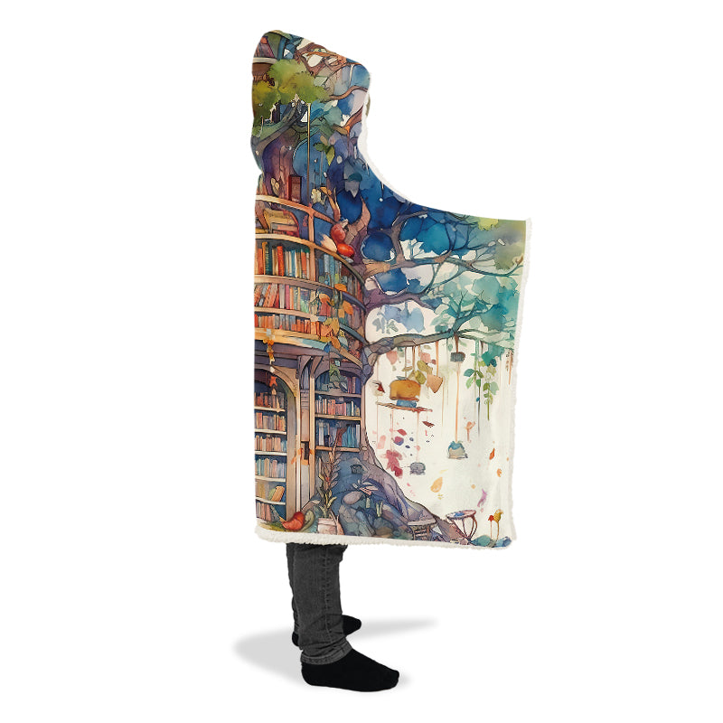 Tree Library Hooded Blanket - Offbeat Sweetie