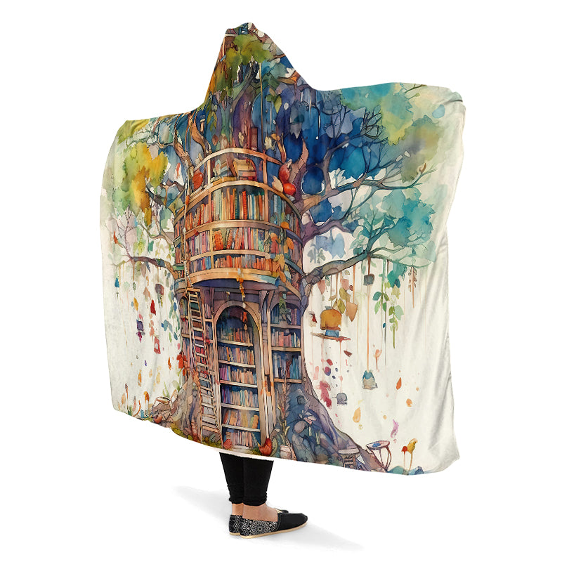 Tree Library Hooded Blanket - Offbeat Sweetie