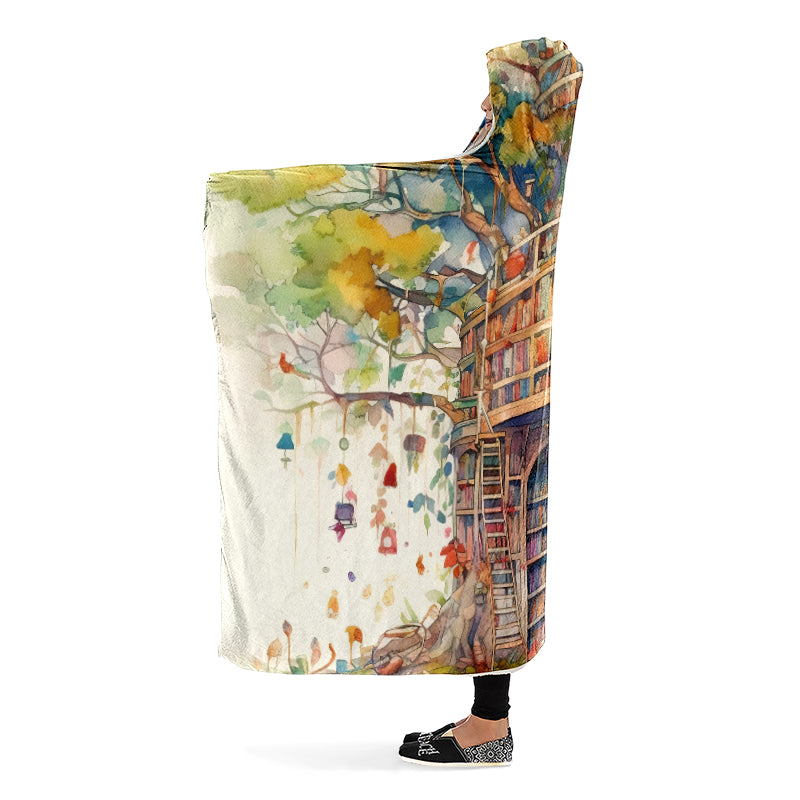 Tree Library Hooded Blanket - Offbeat Sweetie