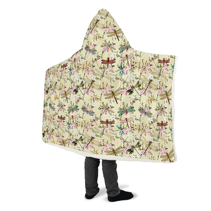 Vintage Dragonflies Hooded Blanket