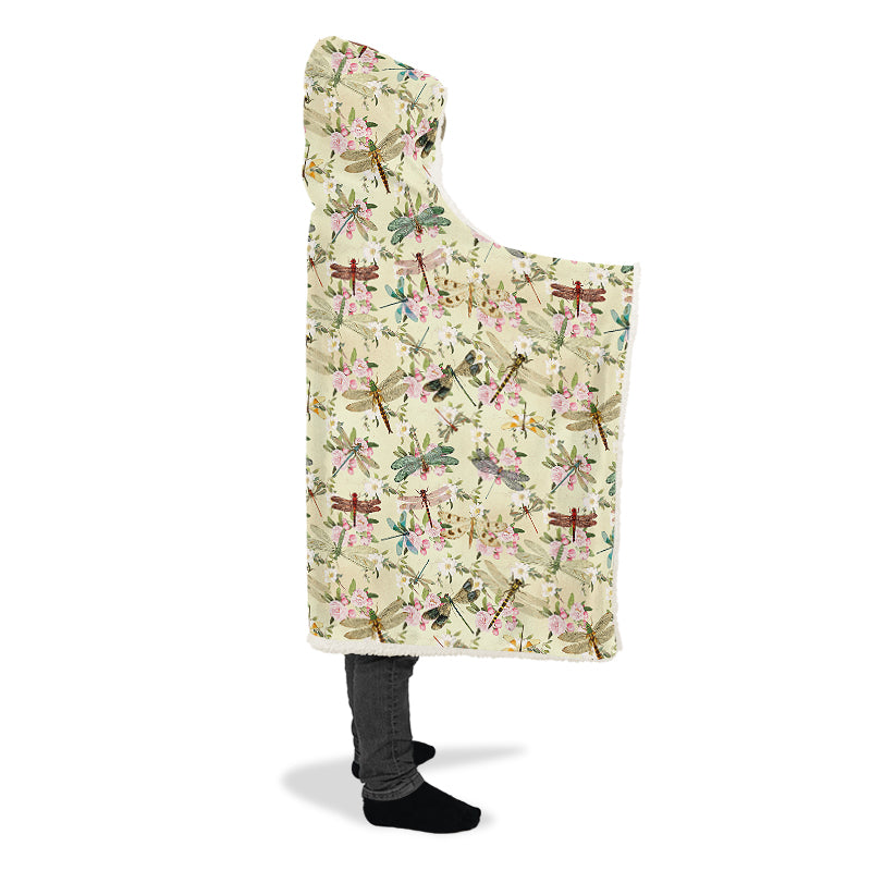 Vintage Dragonflies Hooded Blanket